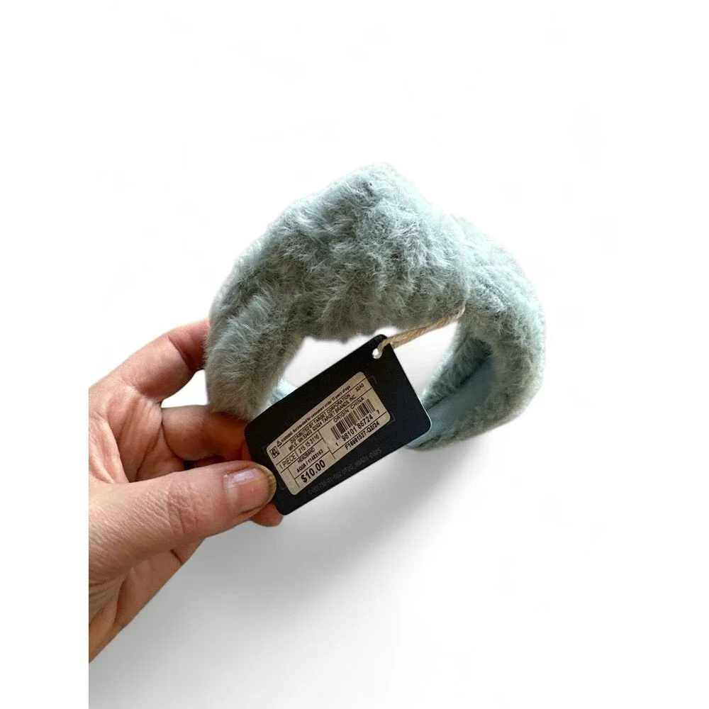 NWT Universal Thread Blue Faux Fur Headband And Bows 3pc $26 Retail